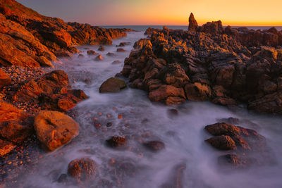 Scenic view of sea during sunset