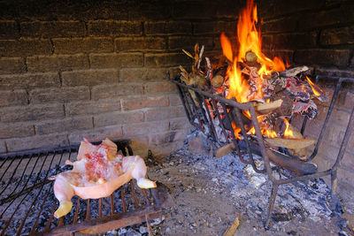Bonfire on barbecue grill