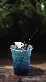 Close-up of ice cream on table