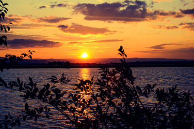 Scenic view of sea at sunset