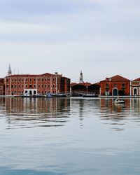 Reflection of buildings in water