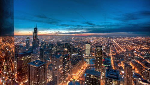 Illuminated cityscape at night