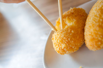 Close-up of fried food in plate