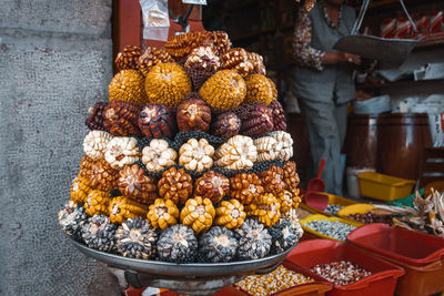 Various corns for sale at market stall