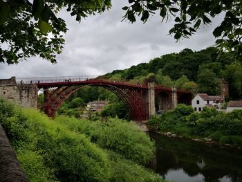 Bridge over river against sky