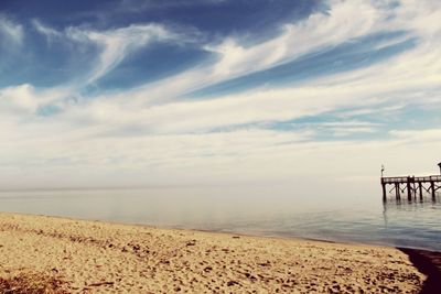 Scenic view of sea against cloudy sky