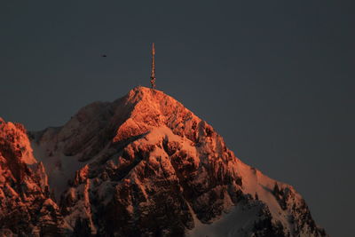 View of mountain range against clear sky