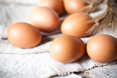 Close-up of eggs on table