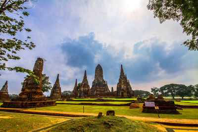 Panoramic view of temple against cloudy sky