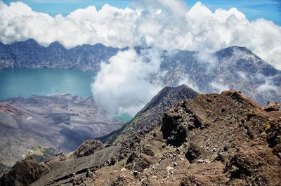 Scenic view of mountain range against sky