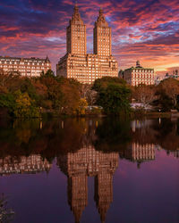 Reflection of buildings in water