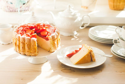 High angle view of cake on table