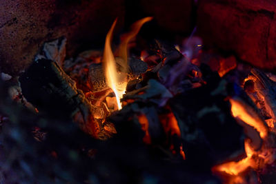 High angle view of bonfire