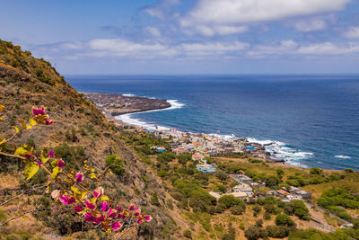 View of the picturesquely situated mosteiros on the coast of fogo island, cape verde islands