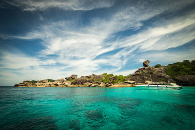 Scenic view of sea against cloudy sky