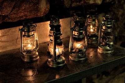 Close-up of chess pieces on table