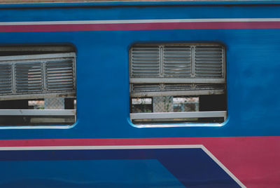 Close-up of train window