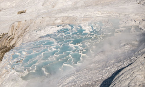 High angle view of snowcapped landscape