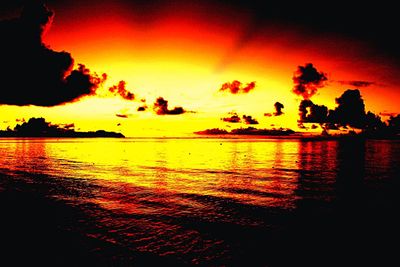 Scenic view of sunset over sea