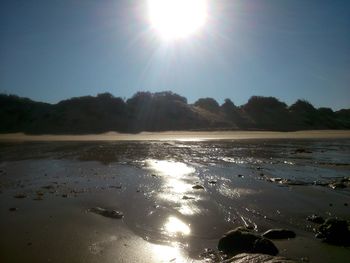 Sun shining over sea