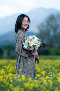 Woman standing on a field