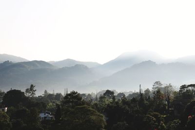 Scenic view of mountains against clear sky