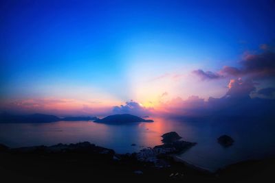 Scenic view of sea against sky at sunset