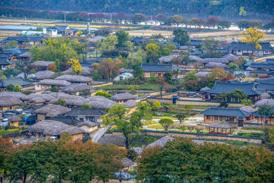 High angle view of townscape