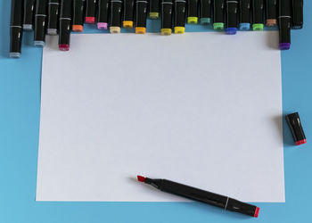 High angle view of pen on table