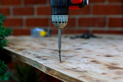 Close-up of machinery at carpentry