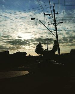 Electricity pylon at sunset