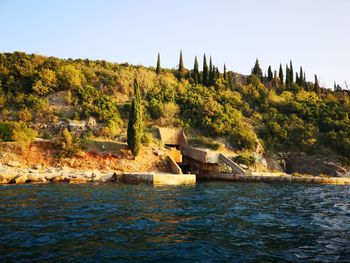 Scenic view of river against clear sky
