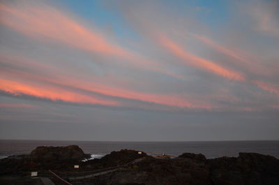 Scenic view of sea against sky at sunset