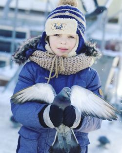 Portrait of girl in snow