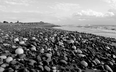 Scenic view of sea against cloudy sky