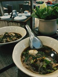 Close-up of soup in bowl