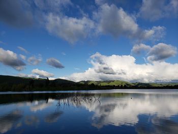 Scenic view of lake against sky