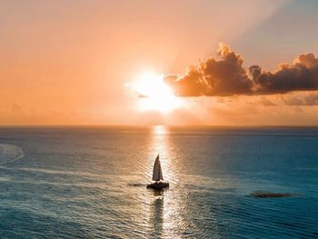 Scenic view of sunset over sea