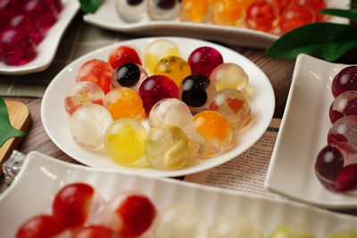 Close-up of fruits in plate