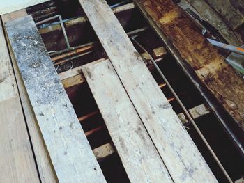 High angle view of damaged window