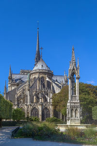 Notre-dame de paris is a medieval catholic cathedral in paris, france. view from apse