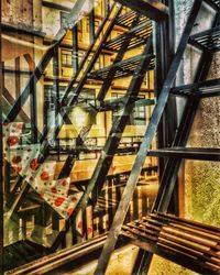 Close-up of staircase in building