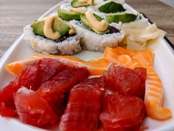 Close-up of breakfast served on plate