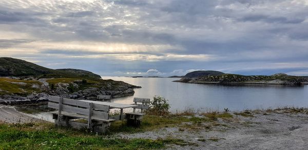 Scenic view of beach against sky