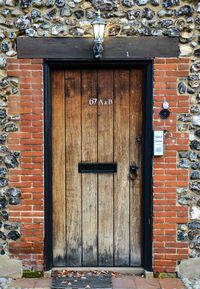 Closed door of building