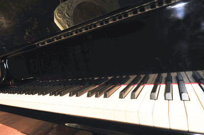 High angle view of piano keys