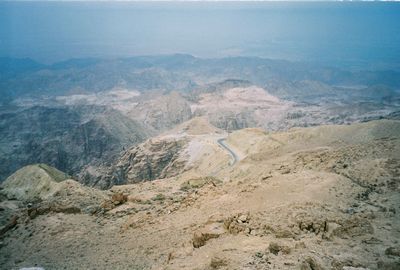 High angle view of dramatic landscape