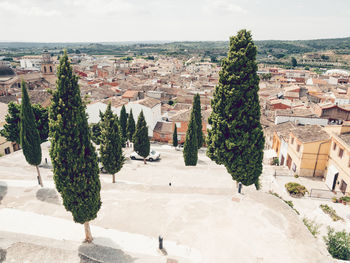 High angle view of townscape against sky
