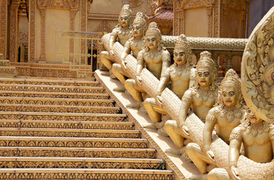 Steps by statues at temple