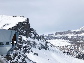 Snow covered mountains against sky